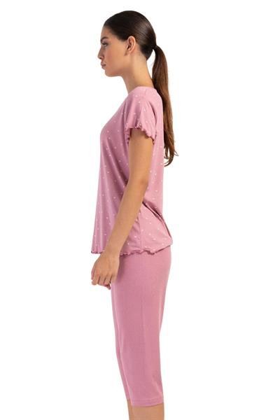 Likralı Viskon Battal Kayık Yaka Kısa Kol Kapri Ta