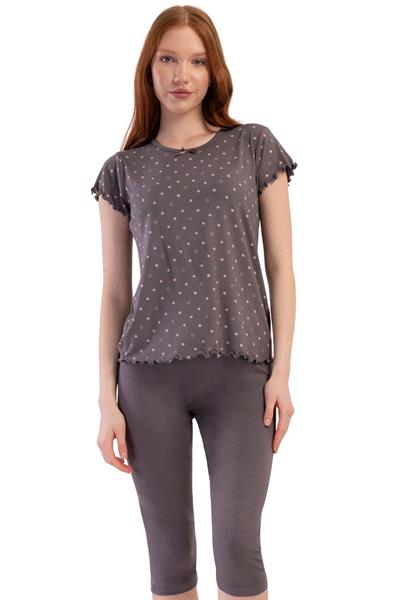 Likralı Viskon  Kayık Yaka Kısa Kol Eteği Oval Kap