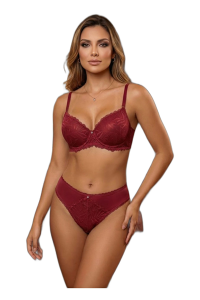 Kadın Dantelli Push Up Dolgulu B Cup Sütyen Takımı – LJ5065