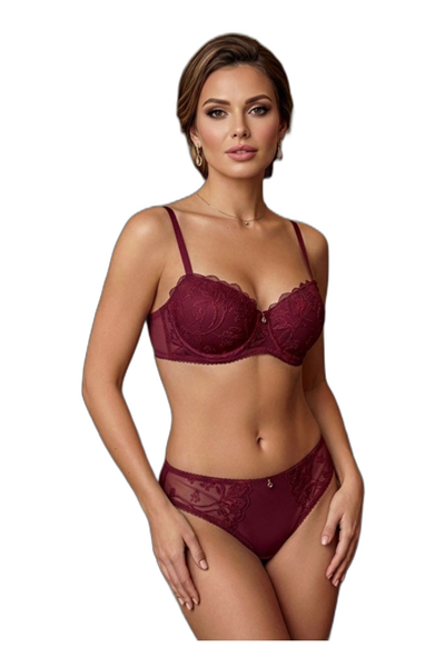 Kadın Dantelli Brodeli Taşlı B Cup Sütyen Takımı – LJ5155
