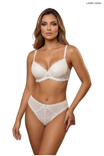 Le Jardin 5065 Kadın Dantelli Push Up Dolgulu B Cup Sütyen Takım
