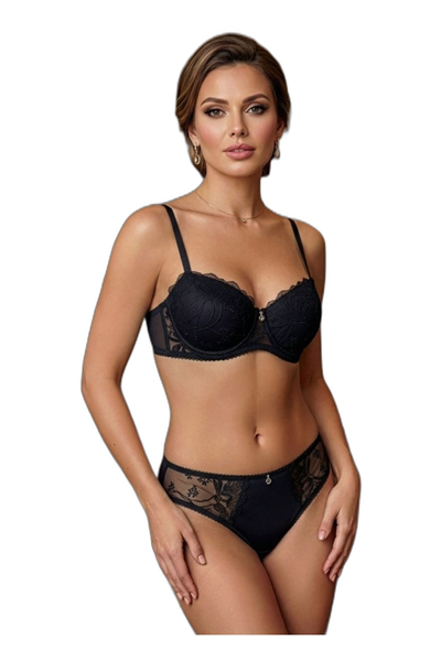 Kadın Dantelli Brodeli Taşlı B Cup Sütyen Takımı – LJ5155
