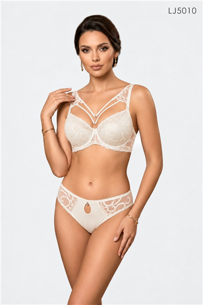Le Jardin 5010 Kadın Brodeli Push Up Dolgulu Taşlı B Cup Sütyen Takım
