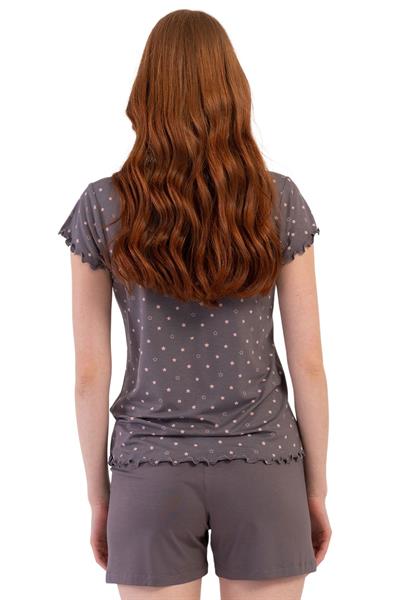 Likralı Viskon Battal V Yaka Kısa Kol Eteği Oval Ş