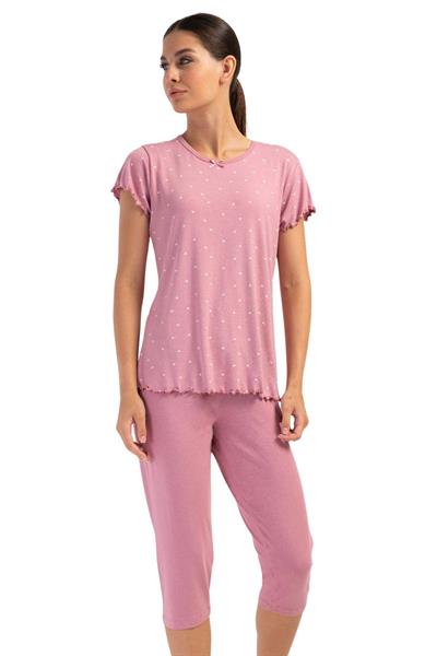 Likralı Viskon Battal Kayık Yaka Kısa Kol Kapri Ta