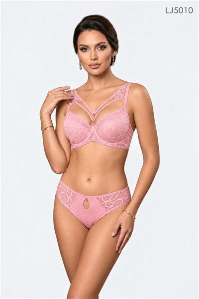 Le Jardin 5010 Kadın Brodeli Push Up Dolgulu Taşlı B Cup Sütyen Takım