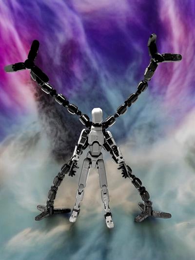 Lucky 13 Aksiyon Figürü Robot Oyuncak 13cm ve Mekanik Kol Eklenti Seti Gri Siyah