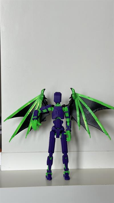 Lucky 13 Aksiyon Figürü Robot Oyuncak 13 cm Mor Yeşil ve Yeşil Yarasa Kanat