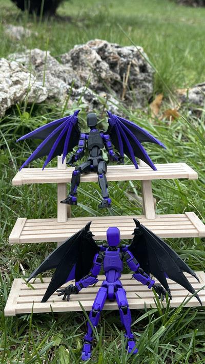 Lucky 13 Aksiyon Figürü Robot Oyuncak 13 cm Mor ve Yarasa Kanat 2'li Set