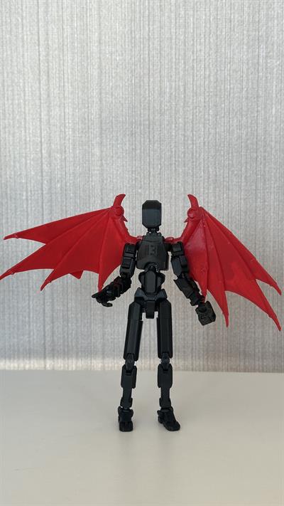 Lucky 13 Aksiyon Figürü Robot Oyuncak 13cm Siyah Siyah ve Kırmızı Yarasa Kanat Seti