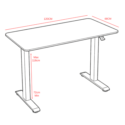 Amortisörlü Yükseklik Ayarlı UP Masa 120x68x72-118h