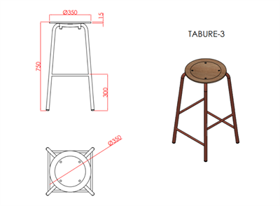 Tabu Renkli Tabure