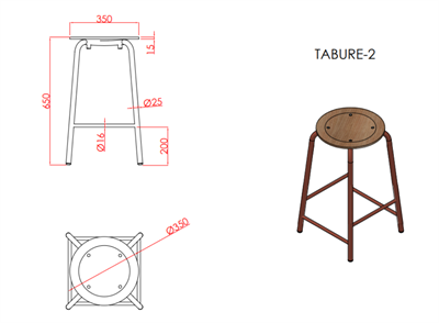 Tabu Renkli Tabure