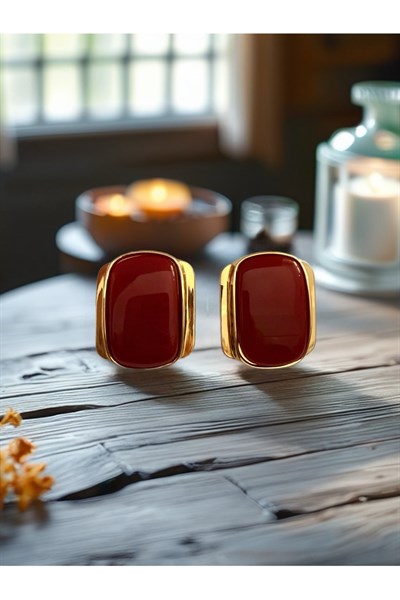 Vintage bordo küpe 4,5 cm