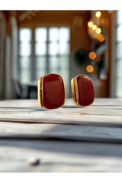 Vintage bordo küpe 4,5 cm