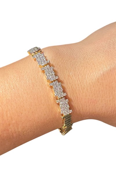 GOLD RENK ZİRKON TAŞ DETAYLI RİTİM MODEL BİLEKLİK