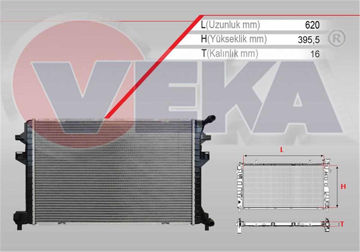 Veka 16-4448B EK SU RADYATORU BRAZING GECMELI VOLKSWAGEN GOLF VII (5G1) 1.6 TDI A-T/M-T 2012-
