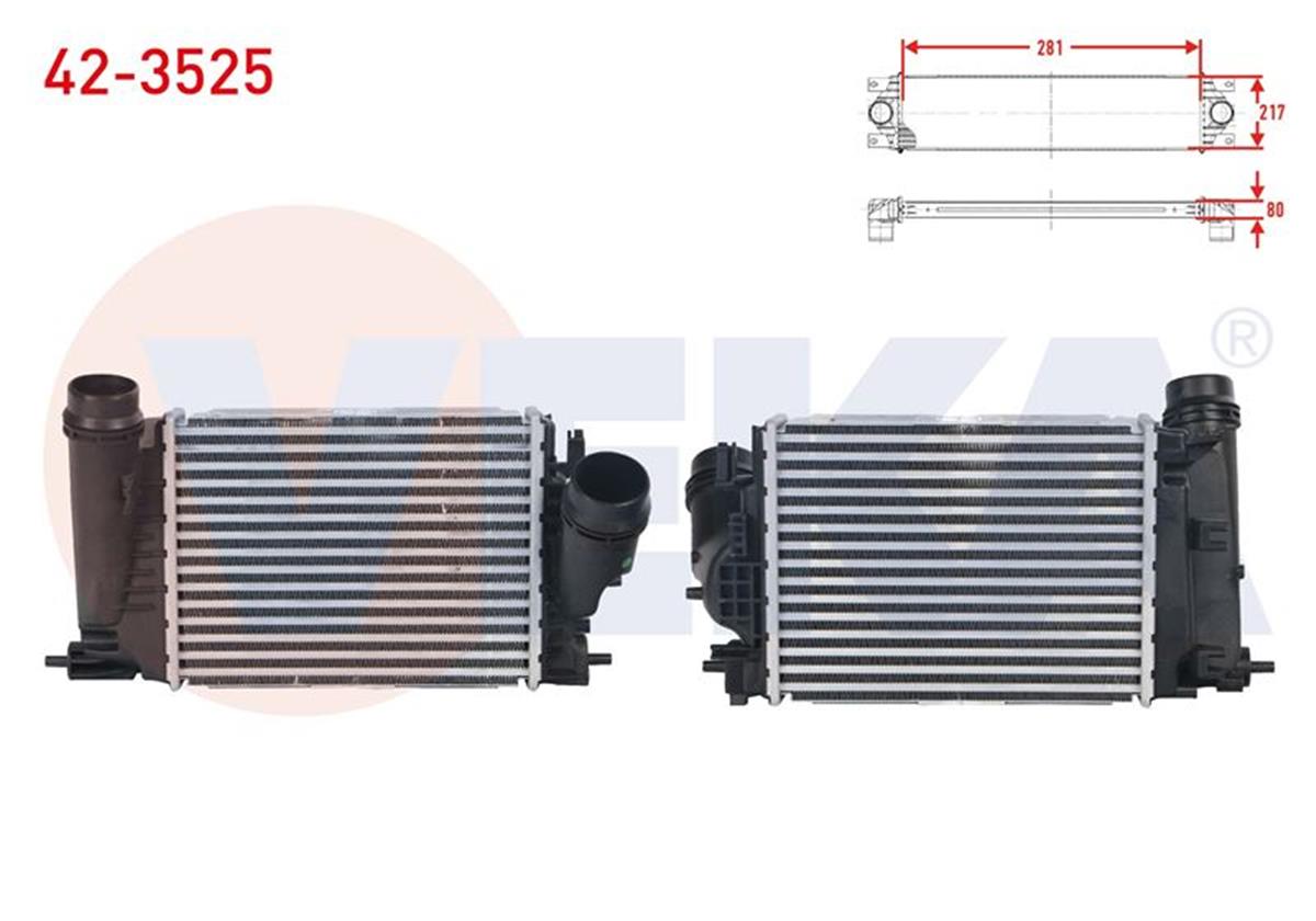 Veka 42-3525 TURBO RADYATORU (INTERCOOLER) RENAULT MEGANE IV 1.6 DCI 2016-/ TALISMAN - ESPACE V 1.6 DCI 2015-