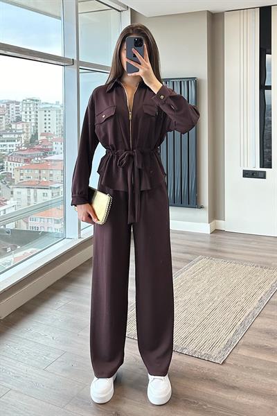 BELİ BÜZGÜLÜ BOL PAÇA TAKIM-Kahve 