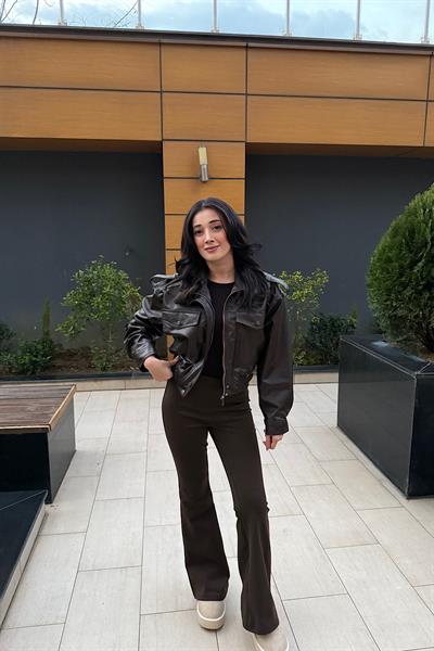 BELİ LASTİKLİ İSPANYOL PAÇA PANTOLON-Kahve