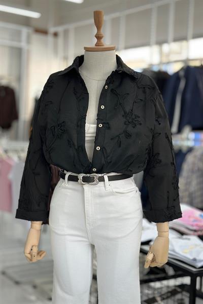 BRODE DÜĞMELİ GÖMLEK-Siyah