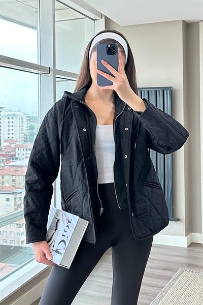 ÇIKARTILABİLİR SWEAT DETAY KAPİTONE MONT-Siyah