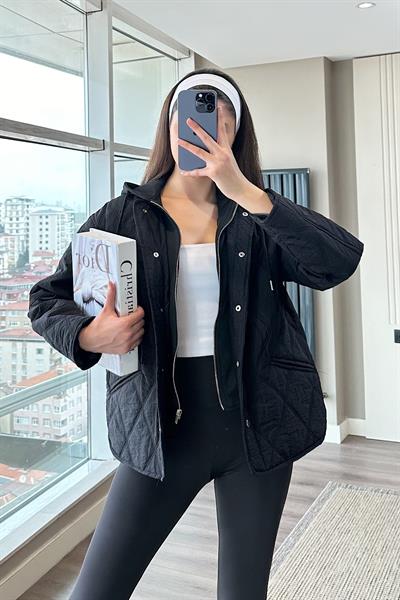 ÇIKARTILABİLİR SWEAT DETAY KAPİTONE MONT-Siyah