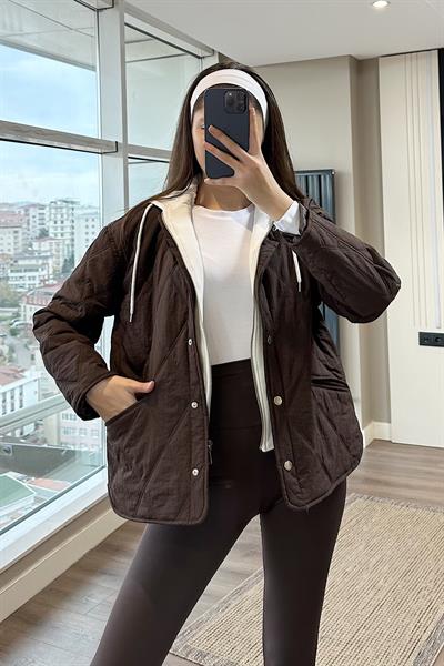 ÇIKARTILABİLİR SWEATLİ KAPİTONE MONT-Kahve