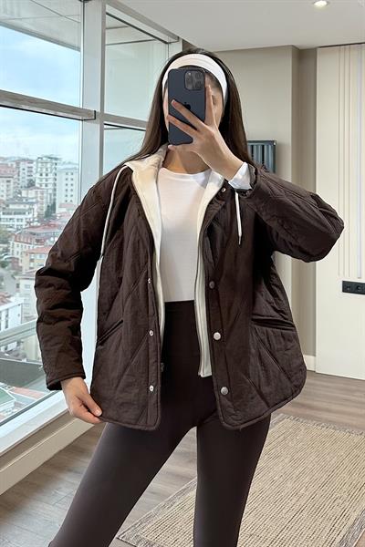 ÇIKARTILABİLİR SWEATLİ KAPİTONE MONT-Kahve