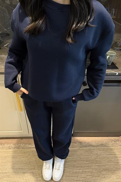 COZY ÜÇ İPLİK ŞARDONLU TAKIM-Lacivert 