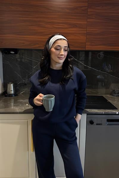 COZY ÜÇ İPLİK ŞARDONLU TAKIM-Lacivert 