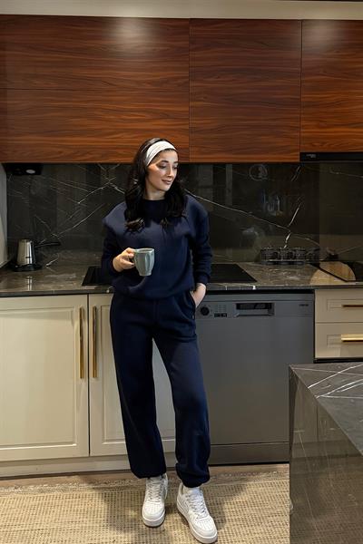 COZY ÜÇ İPLİK ŞARDONLU TAKIM-Lacivert 