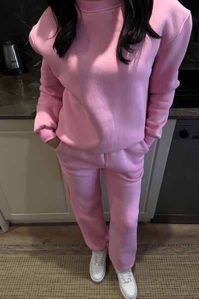 COZY ÜÇ İPLİK ŞARDONLU TAKIM-Pembe