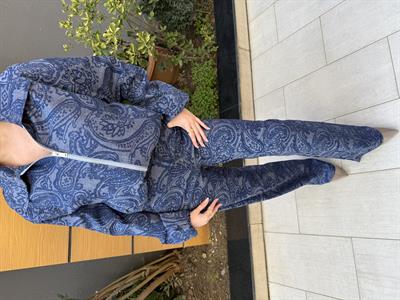 DESENLİ DENİM TAKIM-Mavi