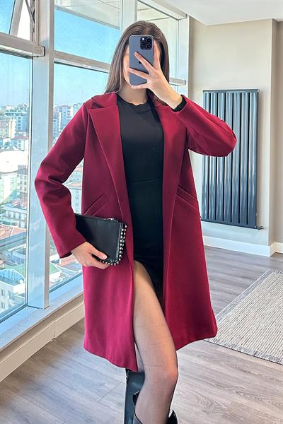 DÜĞMELİ KAŞE KABAN-Bordo