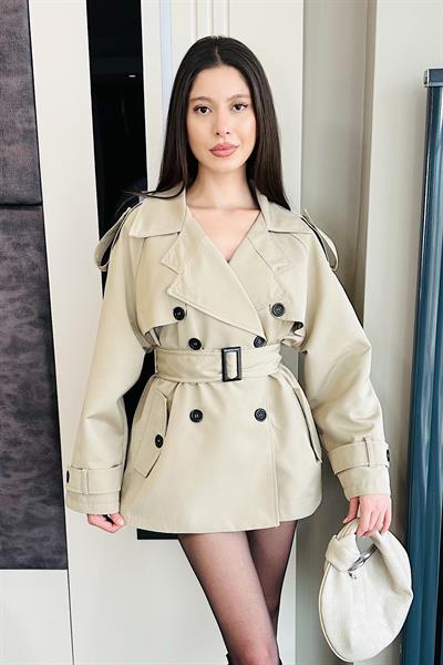 ELZEY EKOSE ASTARLI TRENCH-Bej