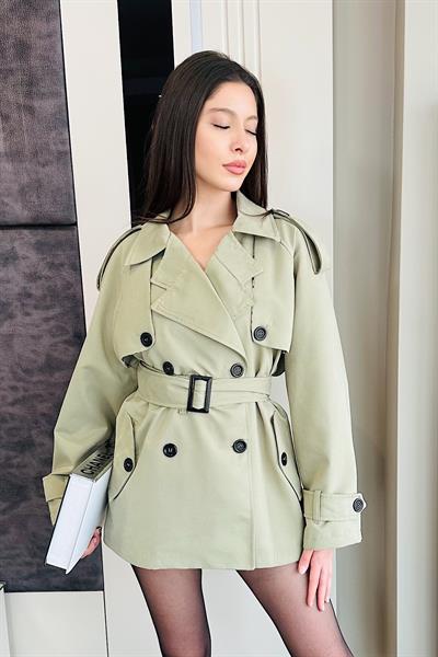 ELZEY EKOSE ASTARLI TRENCH-Yeşil