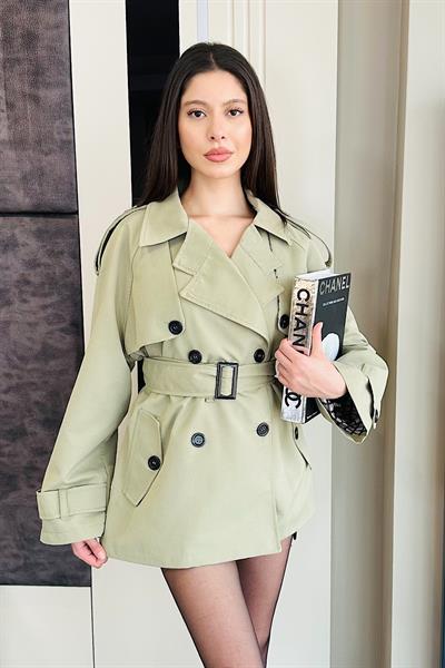 ELZEY EKOSE ASTARLI TRENCH-Yeşil