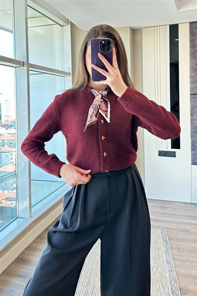 FLARLI YUMUŞAK DOKU HIRKA-Bordo