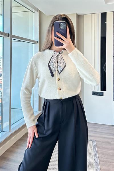 FLARLI YUMUŞAK DOKU HIRKA-Ekru