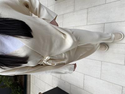 GENİŞ KOL KİMONO TRİKO TAKIM-Bej