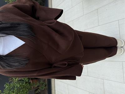 GENİŞ KOL KİMONO TRİKO TAKIM-Kahve