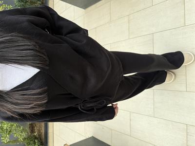 GENİŞ KOL KİMONO TRİKO TAKIM-Siyah