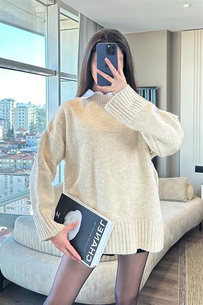 HOLA  OVERSİZE KAZAK-Krem