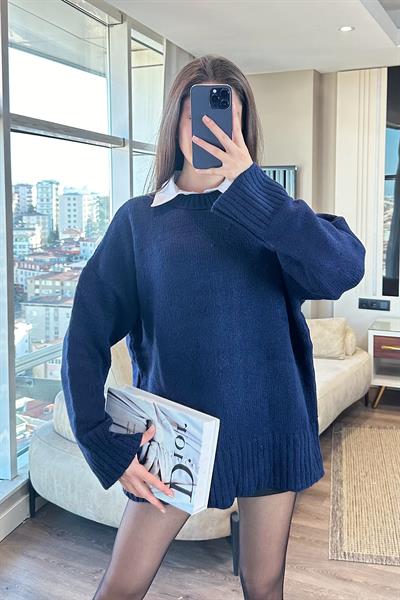 HOLA OVERSİZE KAZAK-Lacivert