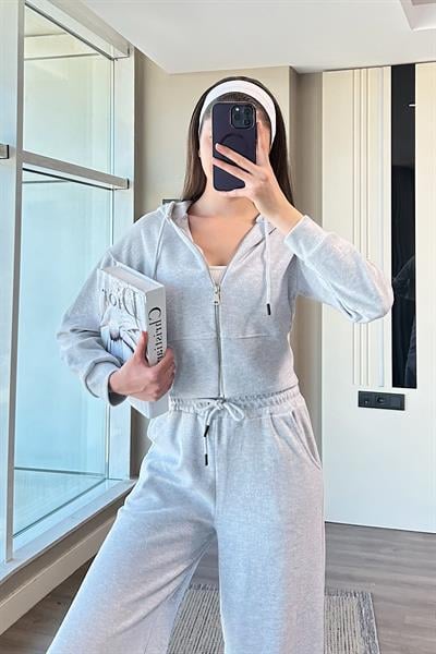 KAPŞONLU İKİLİ TAKIM-Gri