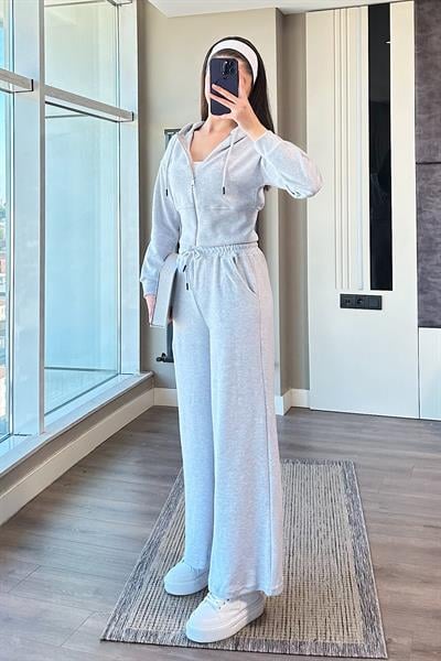 KAPŞONLU İKİLİ TAKIM-Gri