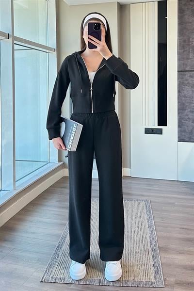 KAPŞONLU İKİLİ TAKIM-Siyah