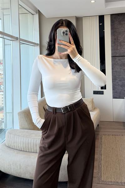 KEMERLİ PALAZZO PANTOLON-Kahve