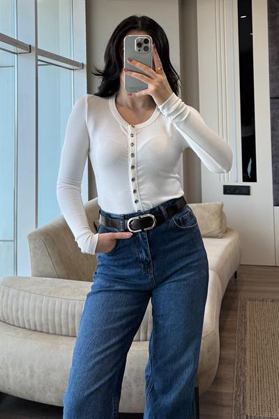 KEMERLİ PALAZZO PANTOLON-Mavi